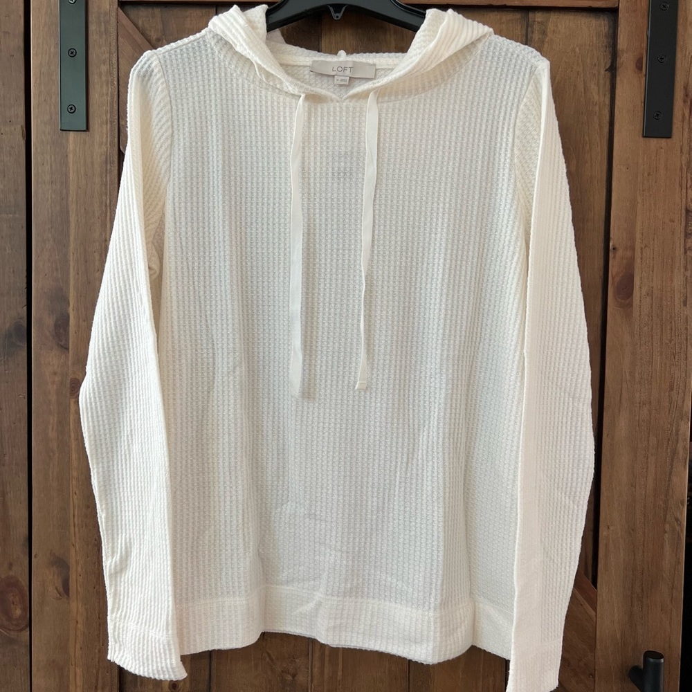 Loft, cream waffle hoodie